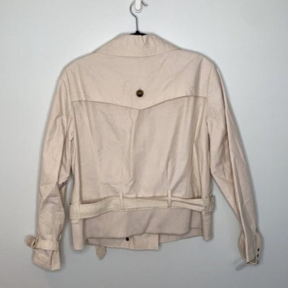 Addition Elle Women Ivory Short Double Breasted Trench Coat Jacket Plus Size X - Picture 9 of 16